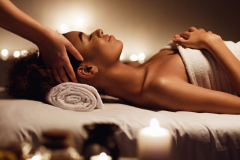 Girl having massage and enjoying aroma therapy in spa